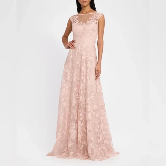 Rickie Freeman for Teri Jon Sleeveless Embroidered Floral Applique Gown, NWT - Picture 2 of 4